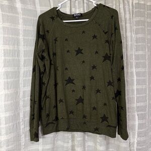 Buffalo David Bitton Olive Green Long Sleeve with Black Stars